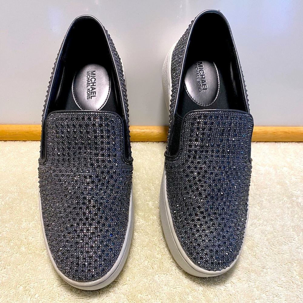 Michael Kors Keaton Slip -On Glitter Chain Mesh Sneakers Size 7.5M